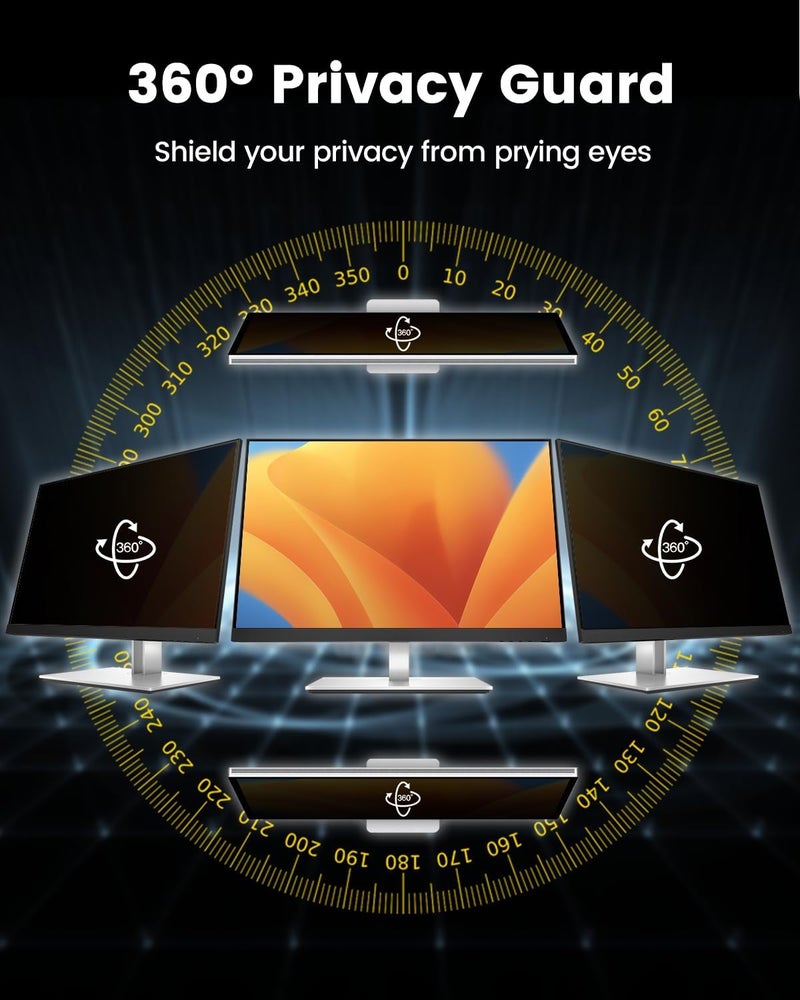 FFORITO 23 Inch 16:9 360°Privacy Screen Protector for Computer Monitor, Removable Eye Protection Anti Blue Light Anti Glare Computer Screen Privacy Shield for 23" Widescreen Monitors - Image 2